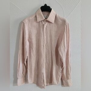 Yves Saint Laurent Light Cream Linen Button-Down Shirt With Pearl Buttons